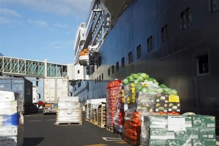 Ship chandling supplies being delivered to a vessel
