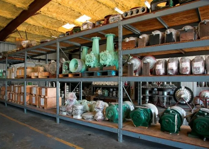 Marine workshop stocked with vessel machinery and spare parts